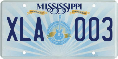 MS license plate XLA003