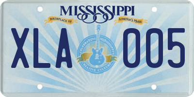 MS license plate XLA005