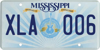 MS license plate XLA006