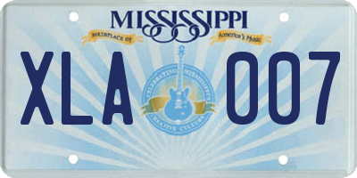 MS license plate XLA007