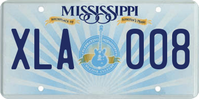 MS license plate XLA008