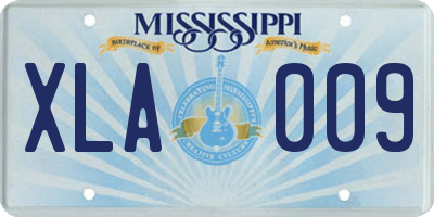 MS license plate XLA009