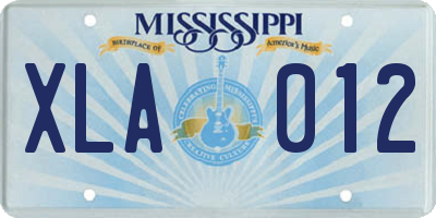 MS license plate XLA012
