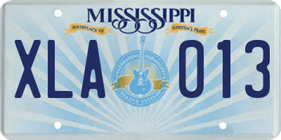 MS license plate XLA013