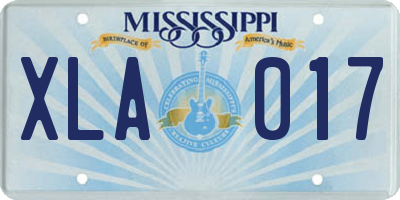 MS license plate XLA017