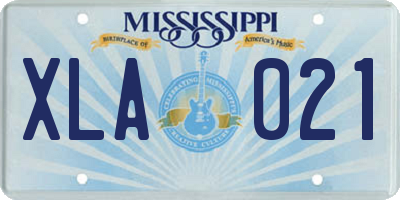 MS license plate XLA021