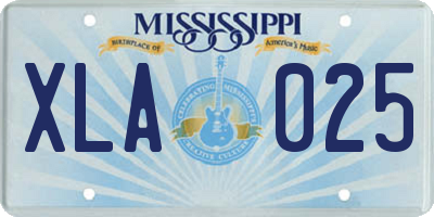 MS license plate XLA025