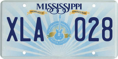 MS license plate XLA028