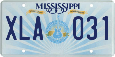 MS license plate XLA031