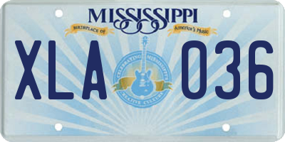 MS license plate XLA036