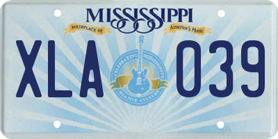MS license plate XLA039