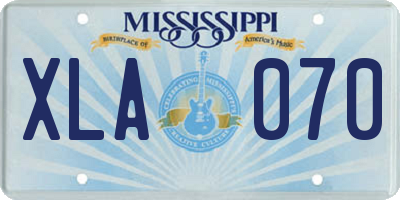 MS license plate XLA070