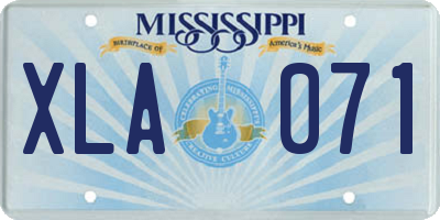 MS license plate XLA071
