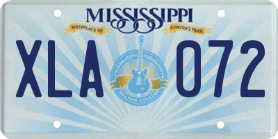 MS license plate XLA072