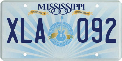 MS license plate XLA092