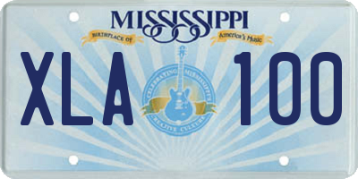 MS license plate XLA100