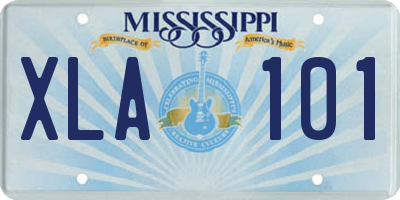 MS license plate XLA101