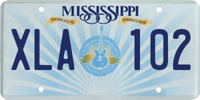 MS license plate XLA102