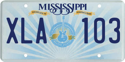 MS license plate XLA103
