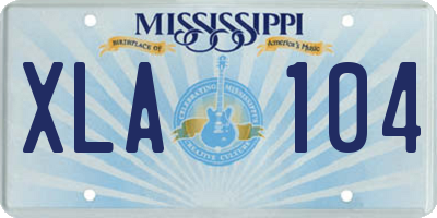 MS license plate XLA104
