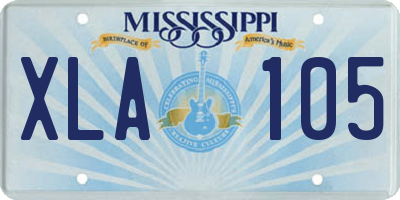MS license plate XLA105