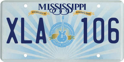 MS license plate XLA106