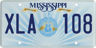 MS license plate XLA108