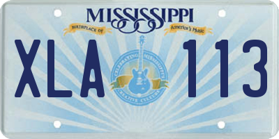 MS license plate XLA113