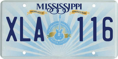 MS license plate XLA116