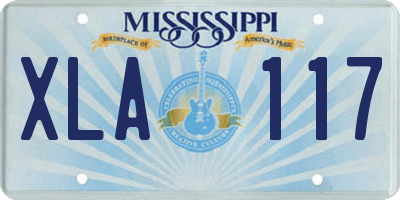 MS license plate XLA117