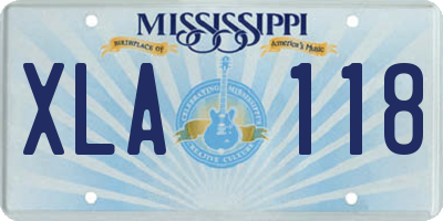 MS license plate XLA118