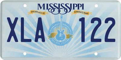 MS license plate XLA122