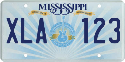 MS license plate XLA123