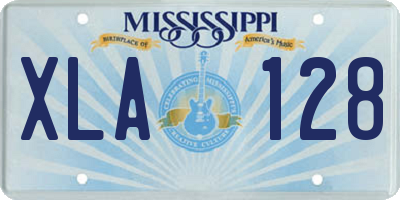 MS license plate XLA128
