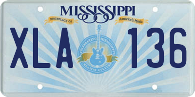 MS license plate XLA136