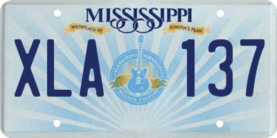 MS license plate XLA137