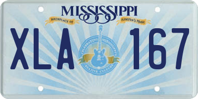MS license plate XLA167
