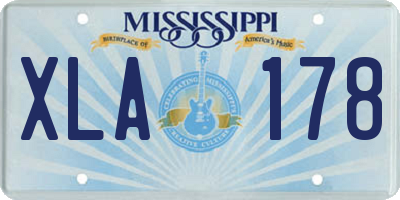 MS license plate XLA178