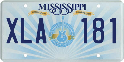 MS license plate XLA181