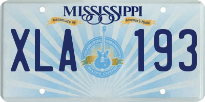 MS license plate XLA193