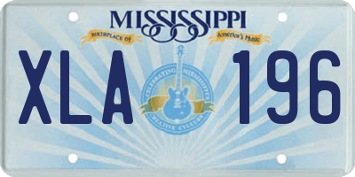 MS license plate XLA196
