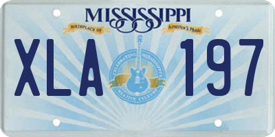 MS license plate XLA197