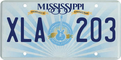MS license plate XLA203