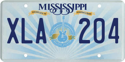 MS license plate XLA204