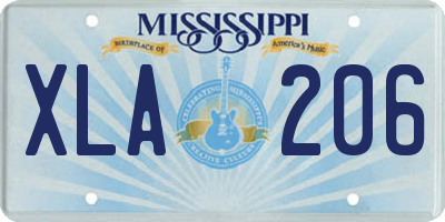 MS license plate XLA206
