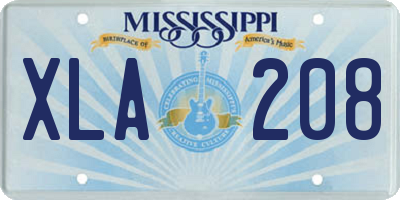 MS license plate XLA208