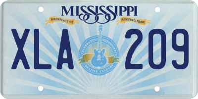 MS license plate XLA209