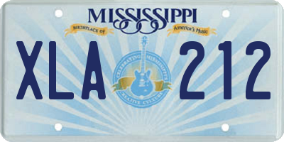 MS license plate XLA212