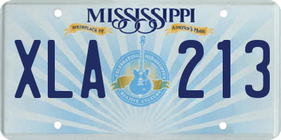 MS license plate XLA213