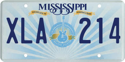 MS license plate XLA214